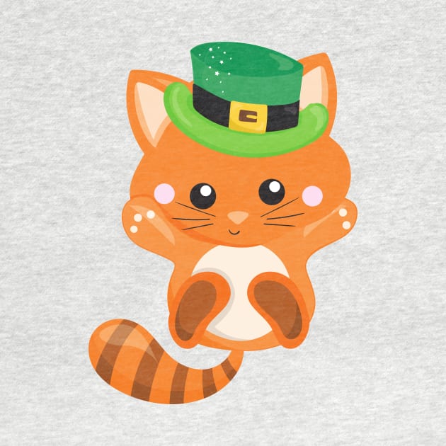 Saint Patrick's Day, Orange Cat, Leprechaun Hat by Jelena Dunčević